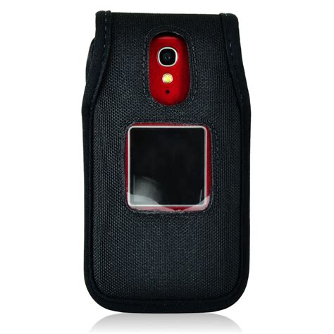 Jitterbug Flip Cell Phone Heavy Duty Nylon Fitted Case with Rotating Removable Metal Belt Clip