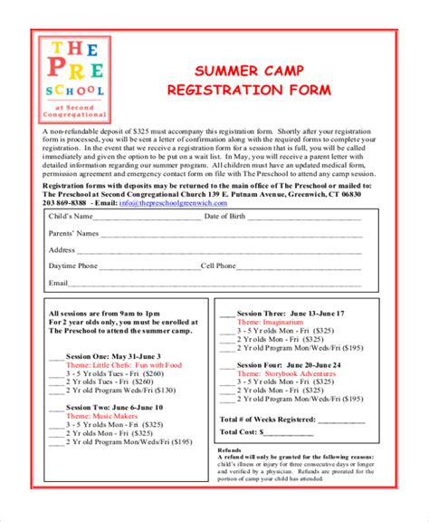 Free Printable Summer Camp Registration Forms - Printable Forms Free Online