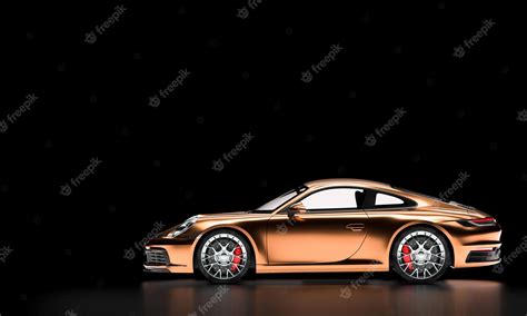 Premium Photo | Copper colored luxury sports car 3d render