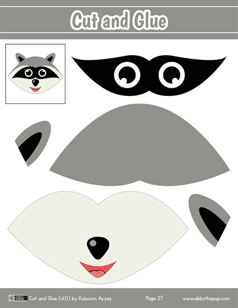 Cut and Glue racoon preschool printable | Free Printable Papercraft Templates