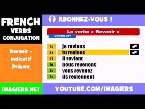 FRENCH VERB CONJUGATION = Revenir Indicatif Présent - YouTube