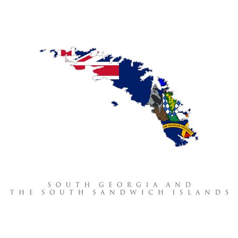 map of South Georgia and the South Sandwich Islands. Shape map and flag ...