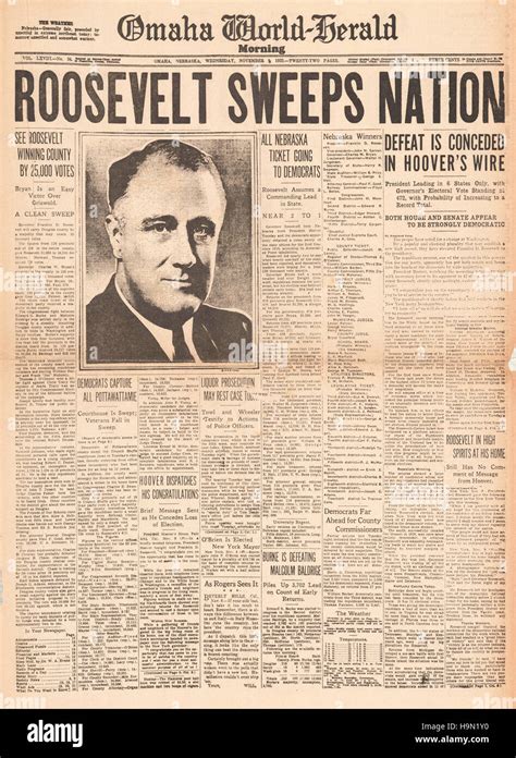 1932 Omaha World Herald front page Herald Franklin Delano Roosevelt ...