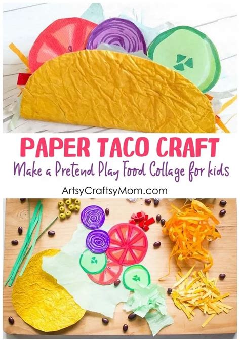 Pretend Play Food - Mexican Taco Paper Craft for Kids | Taco crafts ...