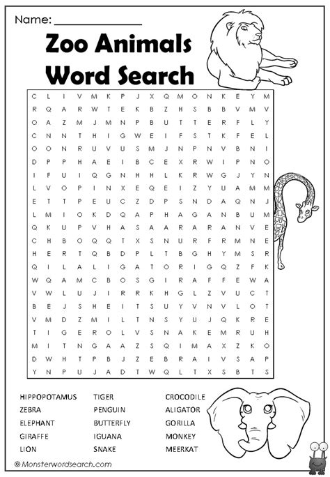 Printable Word Searches Animals | FreePrintableTM.com