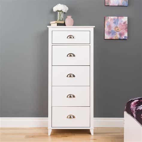 Prepac Yaletown 5-Drawer Tall Chest, White