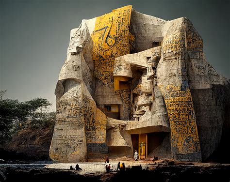 AI fuses pharaonic architecture modules + abstract expressionism