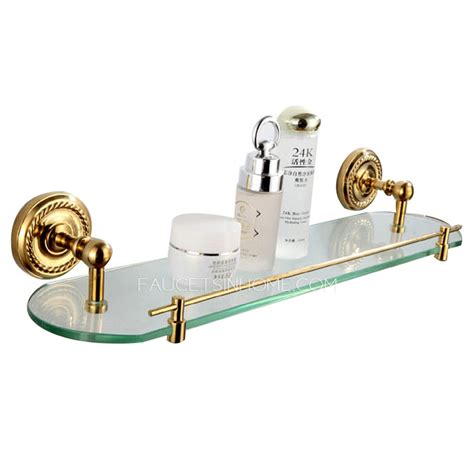 Advanced Single Brass Glass Bathroom Shelves