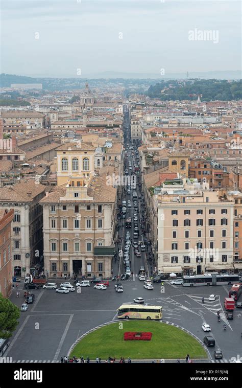 Wide angle view of Piazza Venezia, Rome, Italy. City attraction Stock ...