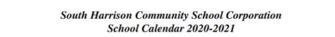 South Central Elementary - School District Instructional Calendar - South Harrison Com Schools ...