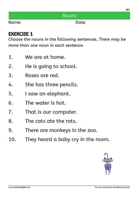 Nouns Worksheet - Worksheet Digital