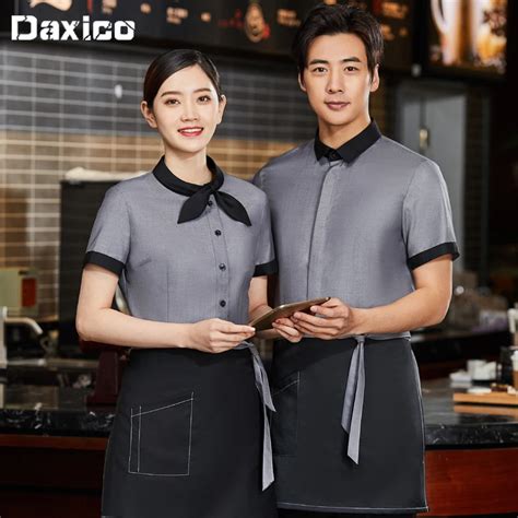 Summer-Man-Waiter-Uniform-Hotel-Food-Service-Waitress-Uniform-Cafe-Kichen-Chef-Shirt-Woman ...