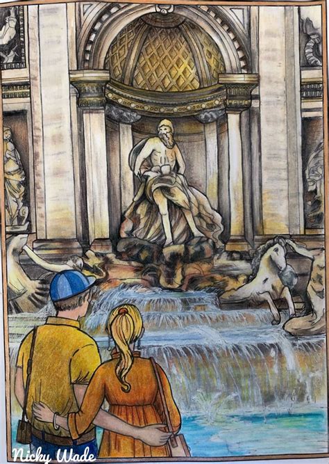 Trevi Fountain from Wish You We’re Here | Creative haven coloring books, Colored pencil drawing ...