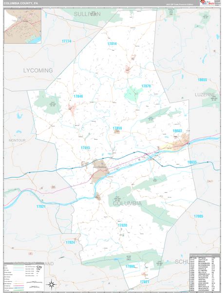 Columbia County, PA Wall Map Premium Style by MarketMAPS - MapSales