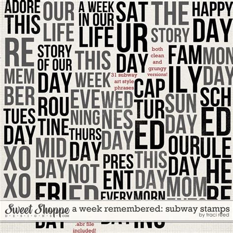 A Week Remembered: Subway Stamps by Traci Reed | Graphic design fonts, Digital scrapbooking kits ...