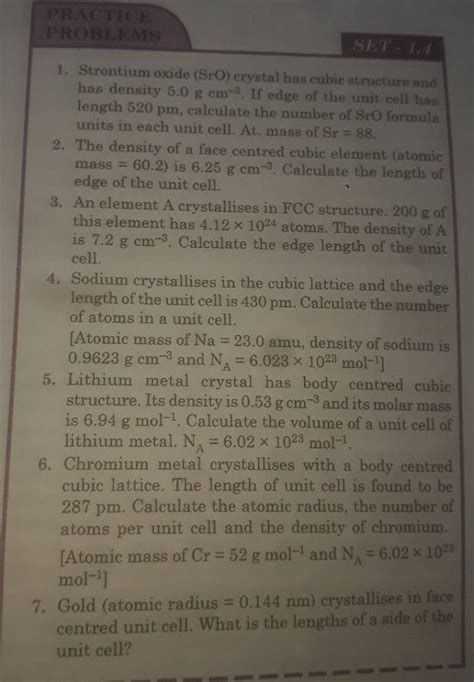 PR:ACTICL: PROB1.NMS 1. Strontium oxide (SrO) crystal has cubic structure..