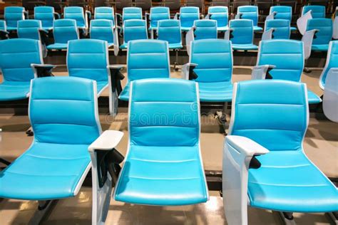 Lecture Chairs in Empty Lecture Hall. Stock Image - Image of light ...