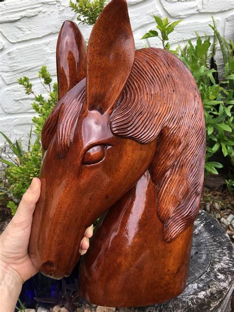 Solid Mahogany Horse Head Carving/wood Carving/free Shipping - Etsy