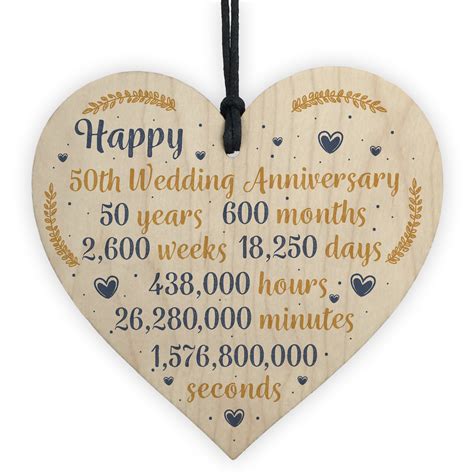 Happy 50th Wedding Anniversary Sign Gift Heart Fifty Years Husband Wife Gifts 5060625624222 | eBay