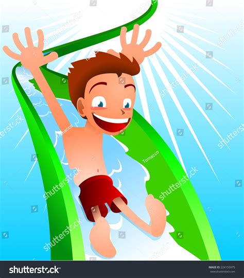 Water Slide Sledge Toboggan Cartoon Illustration Stock Vector (Royalty ...