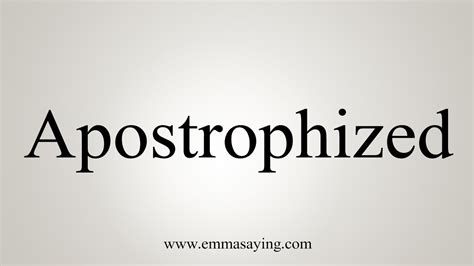 How To Say Apostrophized - YouTube