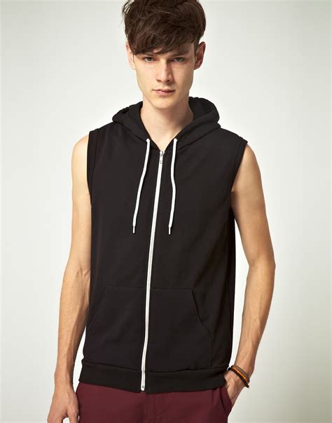 American Apparel American Apparel Sleeveless Hoodie in Black for Men | Lyst