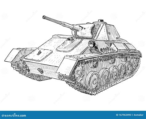 Sketch of Battle Tank from the Second World War Stock Vector - Illustration of forces, vector ...