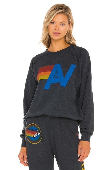 Aviator Nation Logo Crew Sweatshirt in Charcoal | REVOLVE