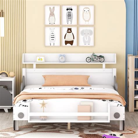 Full Size Car-Shaped Platform Bed with Storage Shelf for Bedroom - Bed Bath & Beyond - 39312444