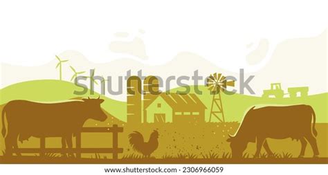 Cow Silhouette Farm Landscape Farmland Eco Stock Vector (Royalty Free) 2306966059 | Shutterstock