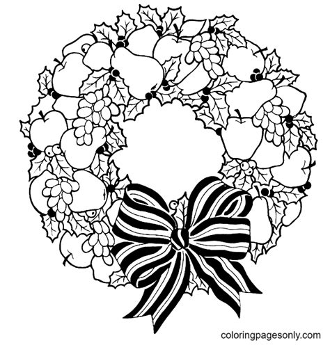 66 Free Printable Christmas Wreath Coloring Pages