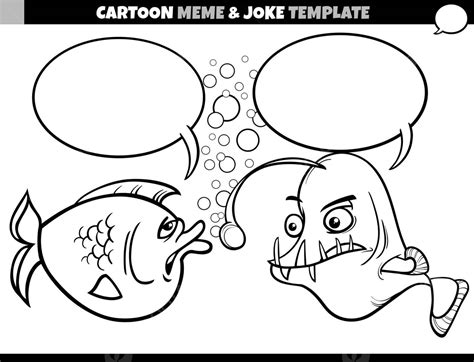 Template For Cartoon Meme Featuring Speech Bubble And Comic Fish Vector ...