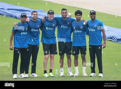 From left Mustafizur Rahman, Taskin Ahmed, fast bowling coach Allan Donald, Shariful Islam Hasan ...