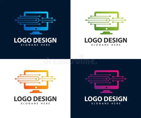 Computer Technology Logo Template Designs, Computer Service Logo ...