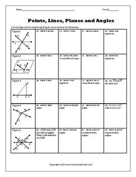 Points Line And Planes Worksheet