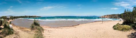 Panoramic Photo of a Beach with Golden Sand in Rafina Stock Image - Image of panoramic ...