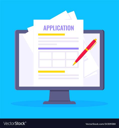 Online application form to fill popped above Vector Image