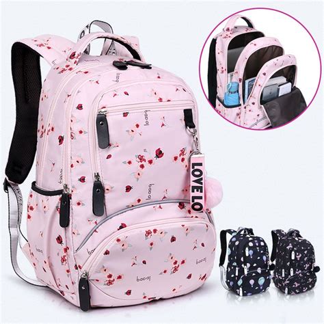 New Large Schoolbag Cute Student School Backpack Printed Waterproof Bagpack Primary Multi Layer ...