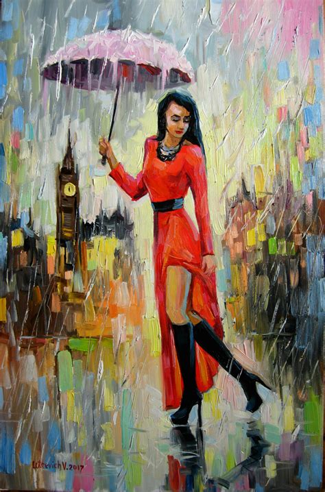 Walking In The Rain, Pittura da Vladimir Lutsevich | Artmajeur