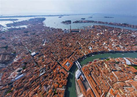 Aerial view of the city of Venice, Italy stock photo