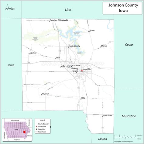 Map of Johnson County, Iowa - Where is Located, Cities, Population ...