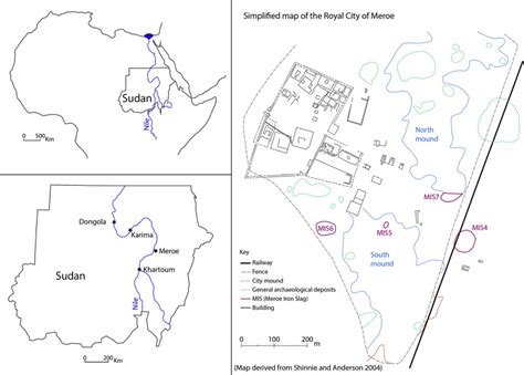 Location of Sudan, with Meroe and a number of other key sites on the ...