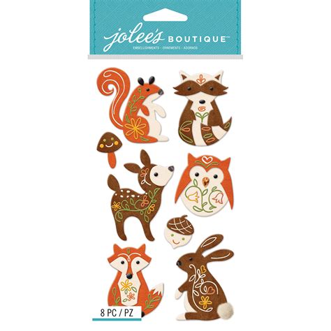 Jolee's Le Grande Dimensional Stickers-Woodland Felt Animals – American Crafts