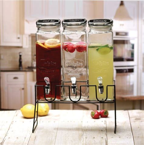 Gloucester 3 Piece Beverage Dispenser Set | Drink dispenser, Glass ...