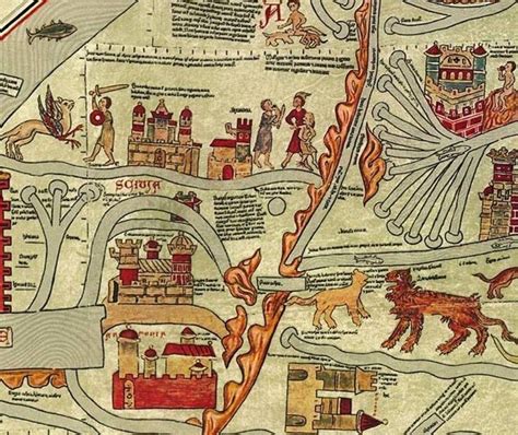 Medieval mappi mundi -- Detail of the Ebstof map, 13th century by ...