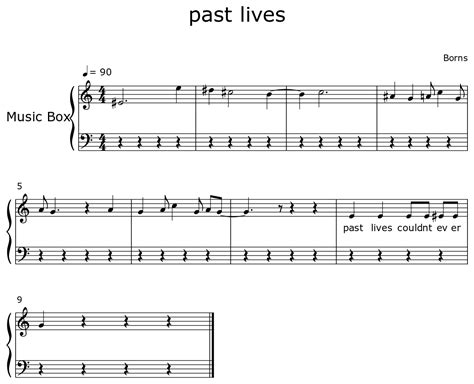 past lives - Sheet music for Music Box