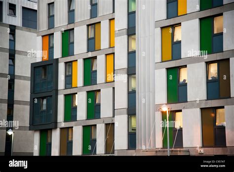 exterior of a modern block of Student accommodation halls of residence ...