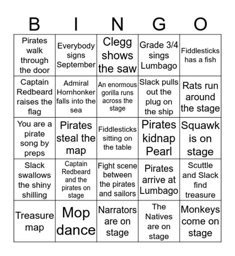 Pirates of the Curry Bean Bingo Card