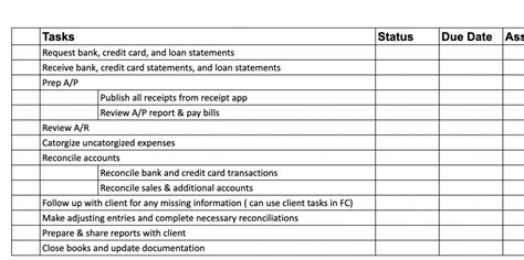 Bookkeeping Client Checklist Template