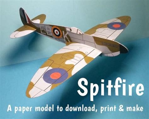 Paper Spitfire Make your own Spitfire plane Printable | Etsy | Paper ...